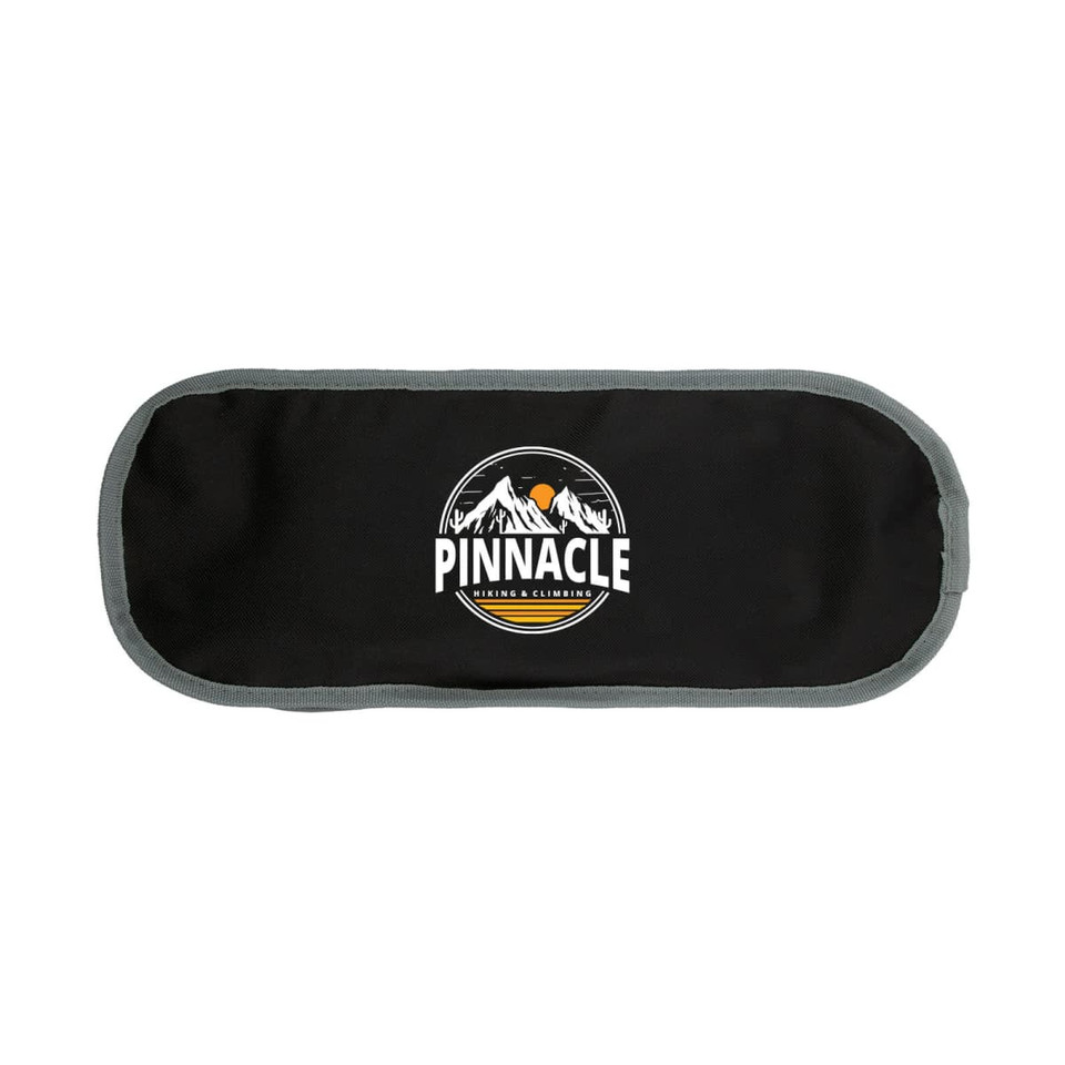 A black pouch with a grey trim, featuring a logo that includes mountains and the word "PINNACLE".