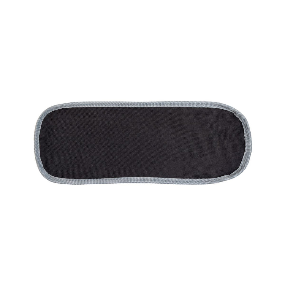 A black Marlin Folding Chair seat pad with grey border. It has a rectangular shape and is designed for seating.