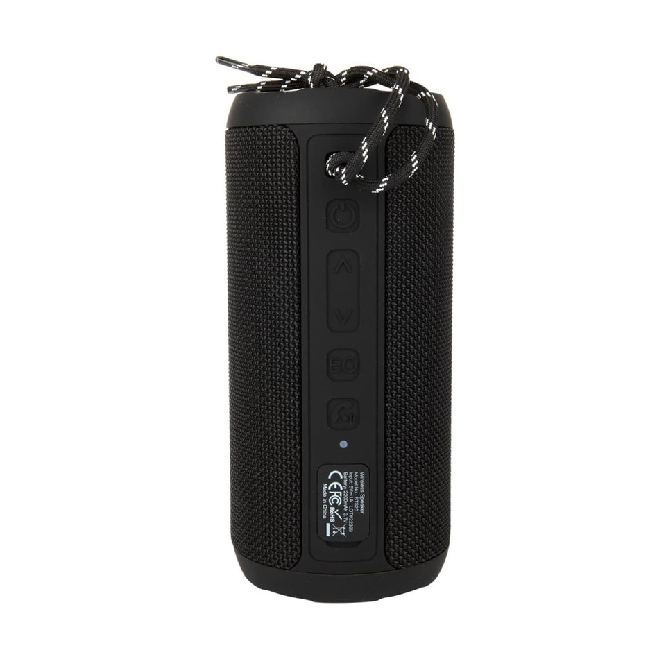 A Neon Bluetooth Speaker featuring a cylindrical design with control buttons on the front and a textured surface.
