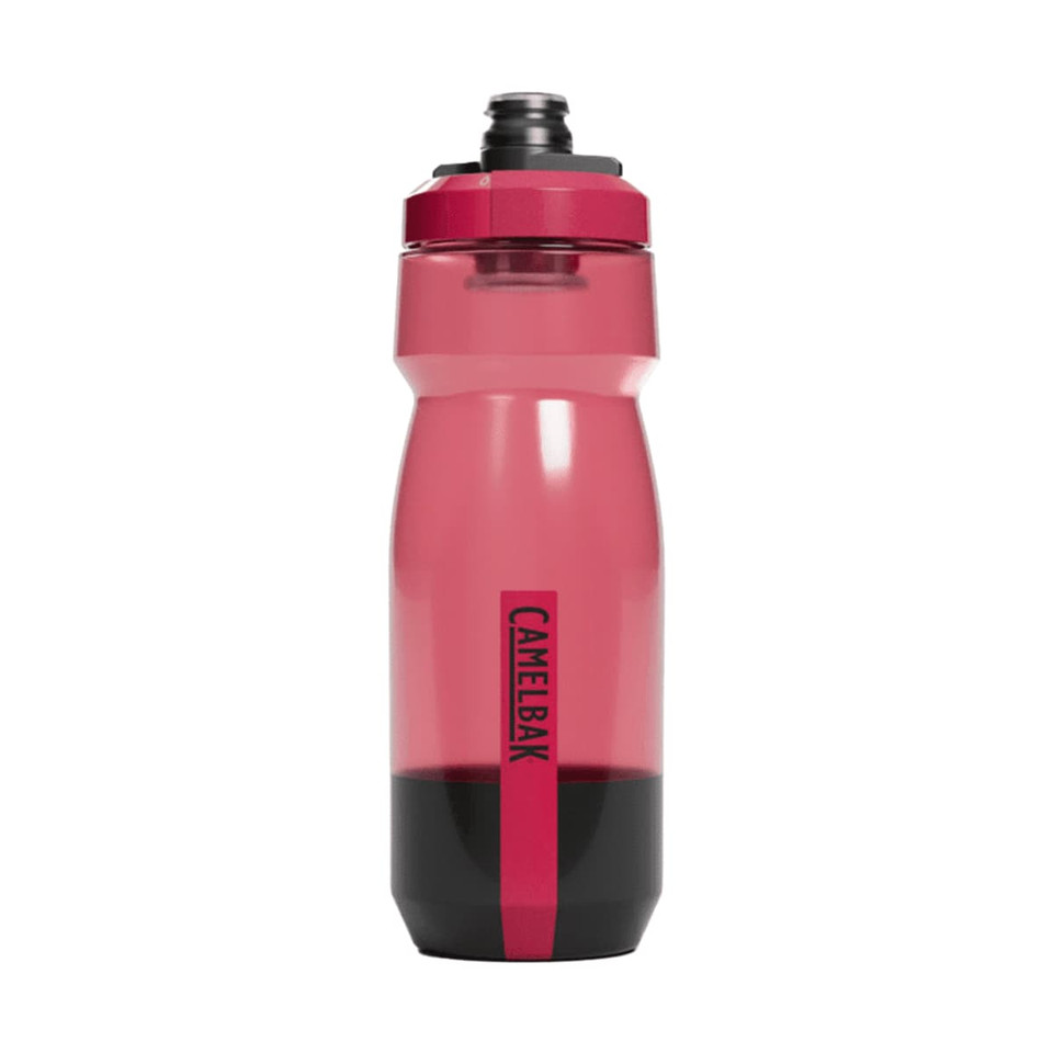 A drink bottle in pink and black with a twist cap and a logo. It has a capacity of 0.7 litres.