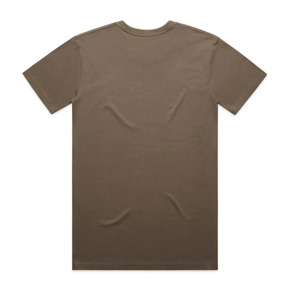 A brown T-shirt with a plain back and no visible logos or text.