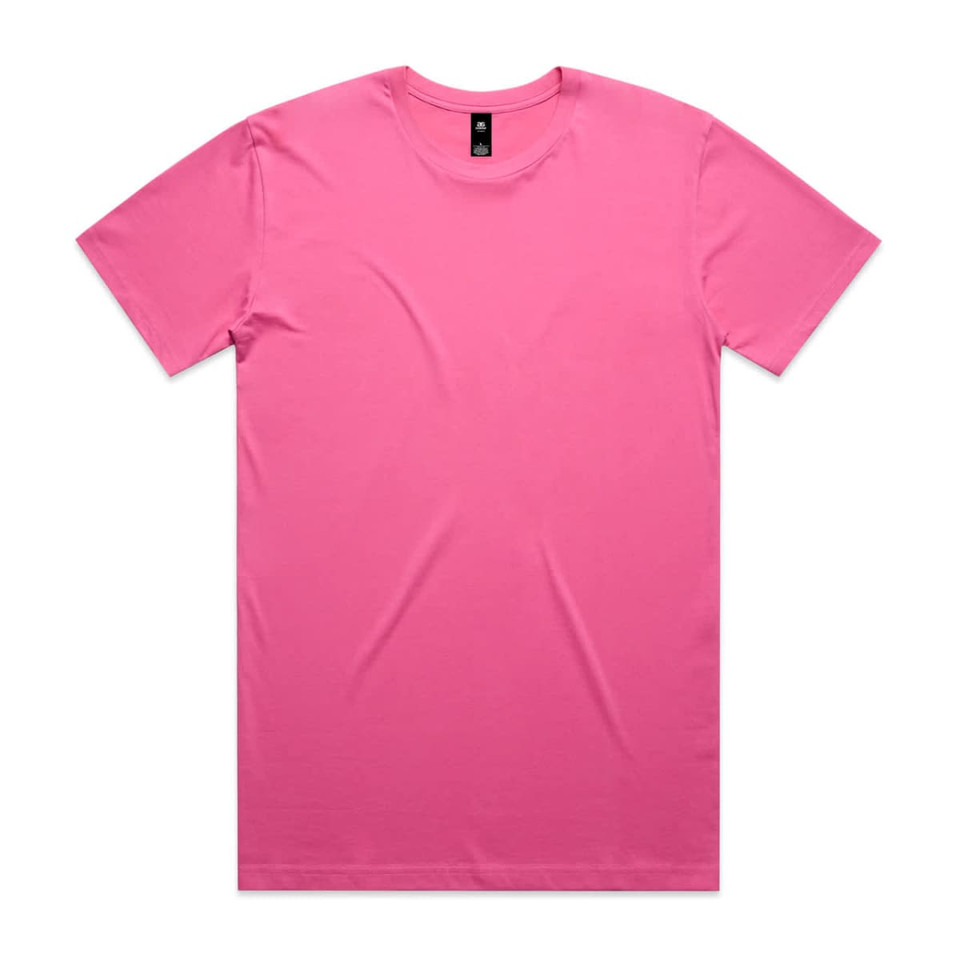 A pink Staple Tee featuring a classic fit and short sleeves, with a brand logo on the neck.