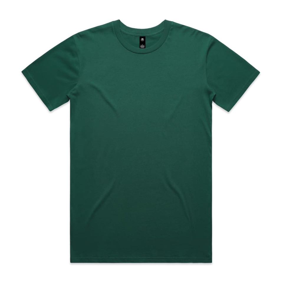 A green T-shirt with a crew neck and short sleeves. The shirt has a logo at the neckline.