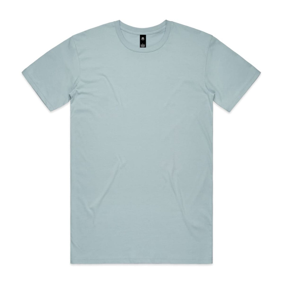 A light blue Staple Tee t-shirt with a crew neckline and short sleeves, featuring a logo at the neck.