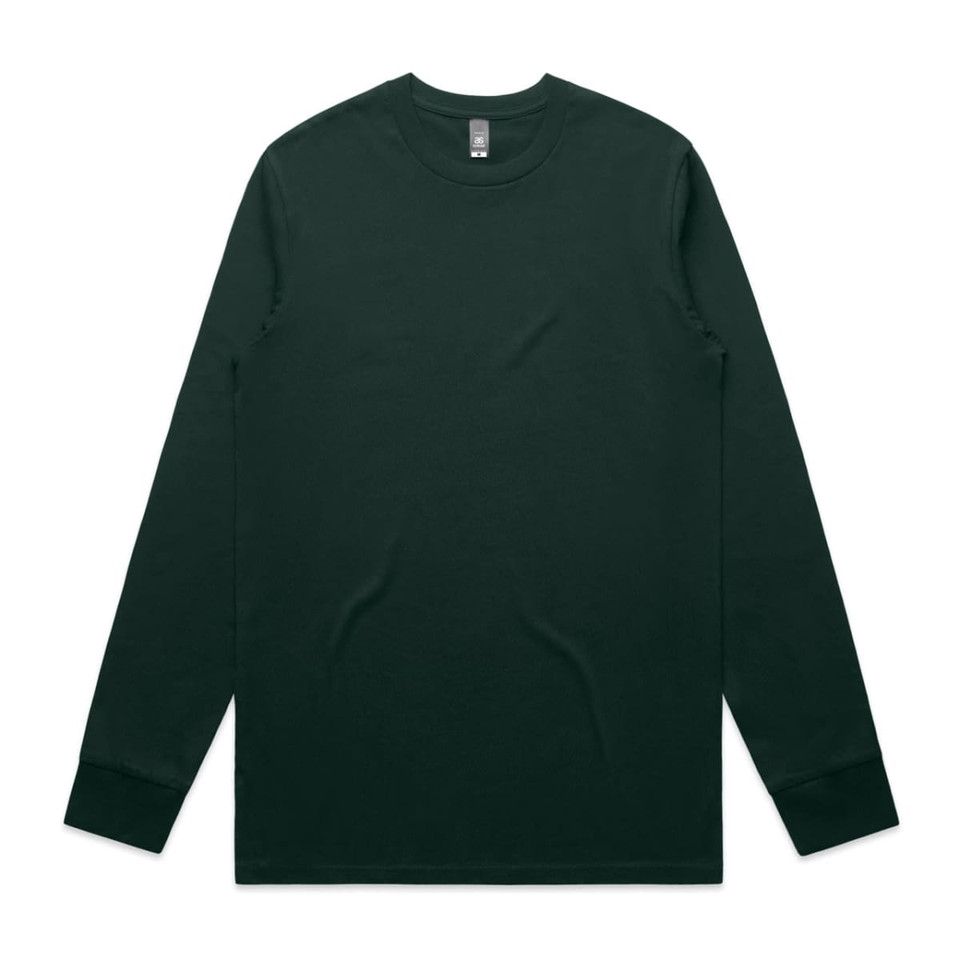 A long-sleeve T-shirt in dark green, featuring a logo on the label and a classic fit.