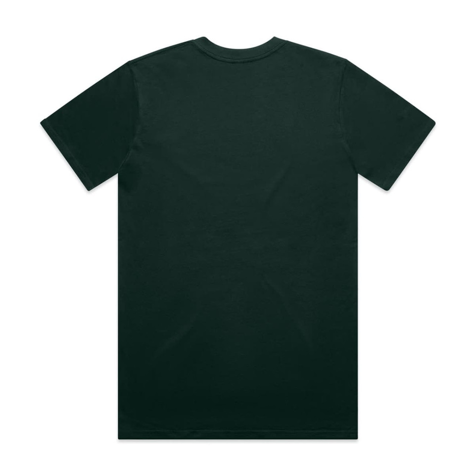 A dark green t-shirt featuring a plain back. The shirt is made of soft fabric and has a logo.