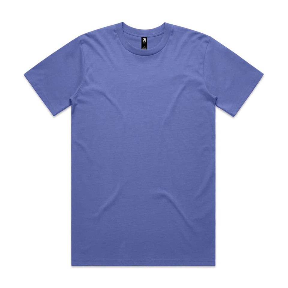 A purple classic tee with short sleeves and a round neckline. The shirt features a logo at the collar.