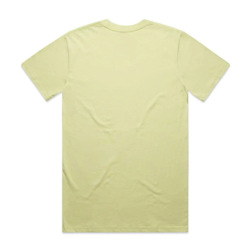 A light yellow Classic Tee featuring a simple design and a brand logo on the back.