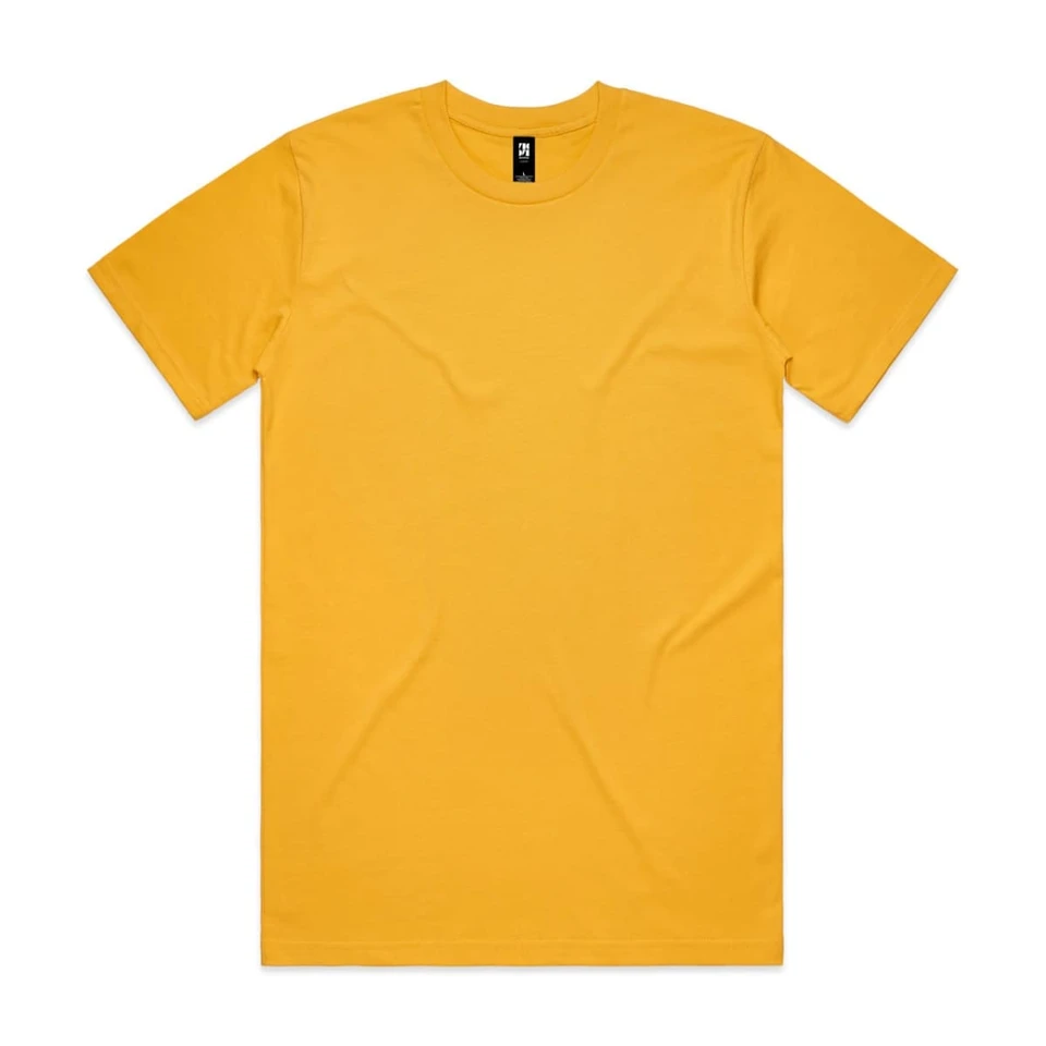 A vibrant yellow Classic Tee, featuring a plain design and a logo tag on the neckline.