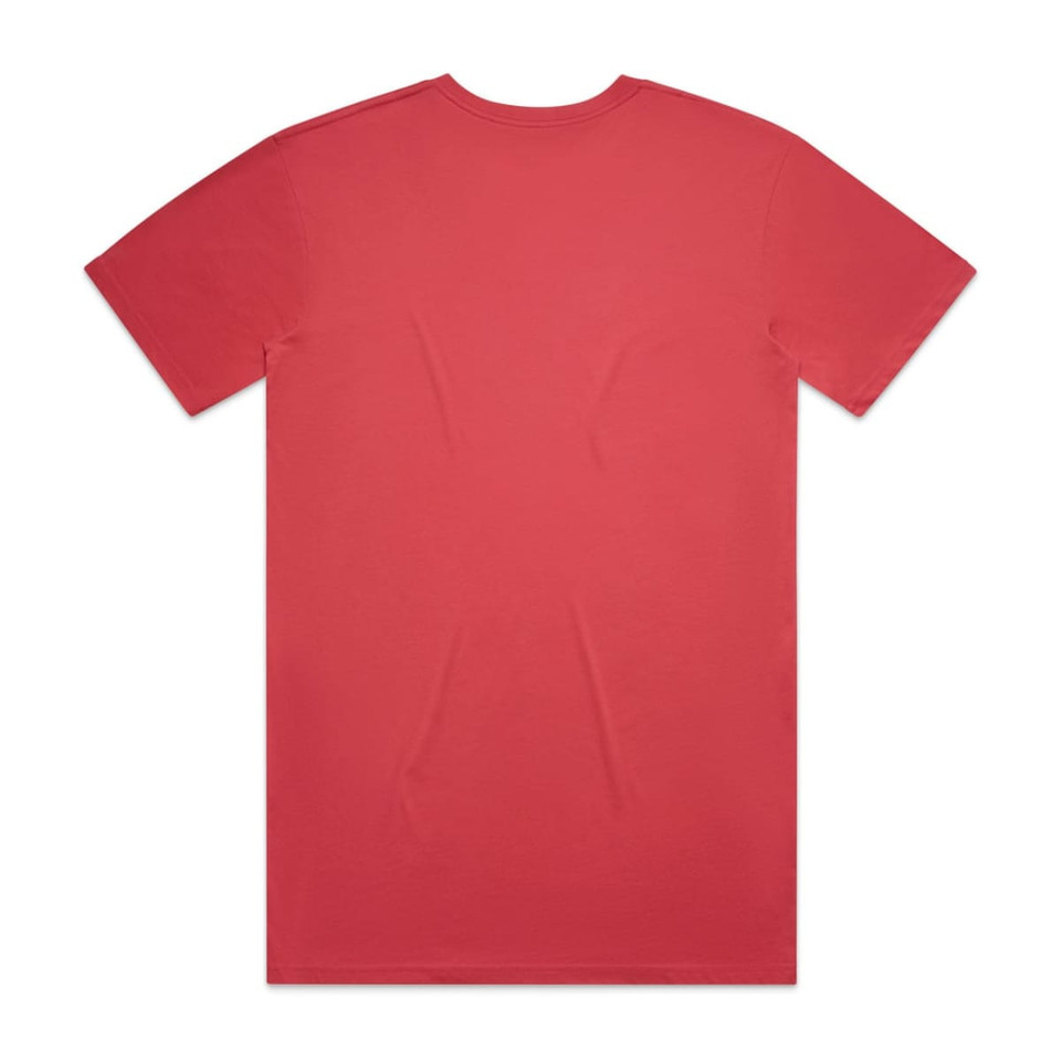 A red Basic Tee t-shirt displayed flat, showing the back view. The shirt features a logo.