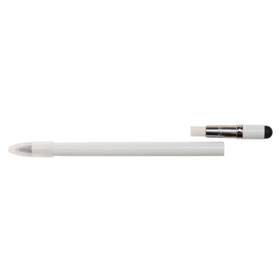An inkless pen with a sleek white design and a retractable tip for versatile writing.
