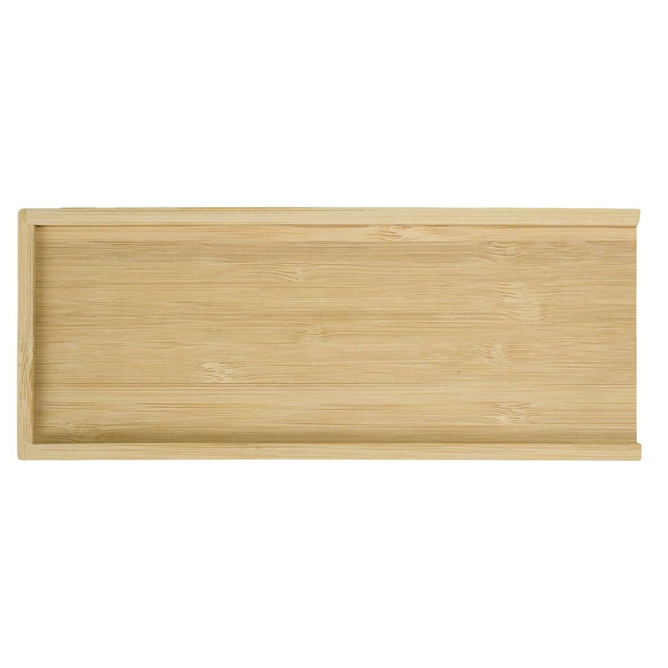 A bamboo game tray from the Dominator Set, featuring a smooth surface and a raised edge.