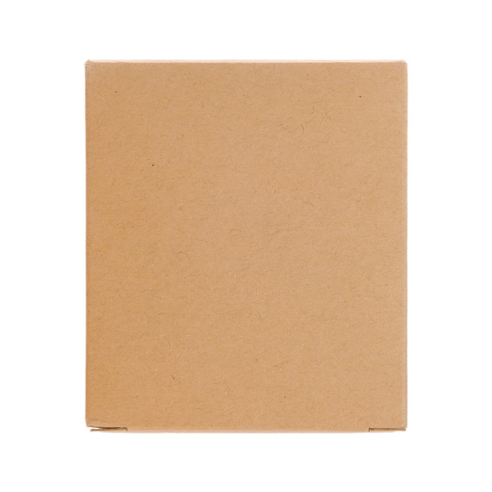 A plain brown cardboard box designed for packaging a travel adaptor.