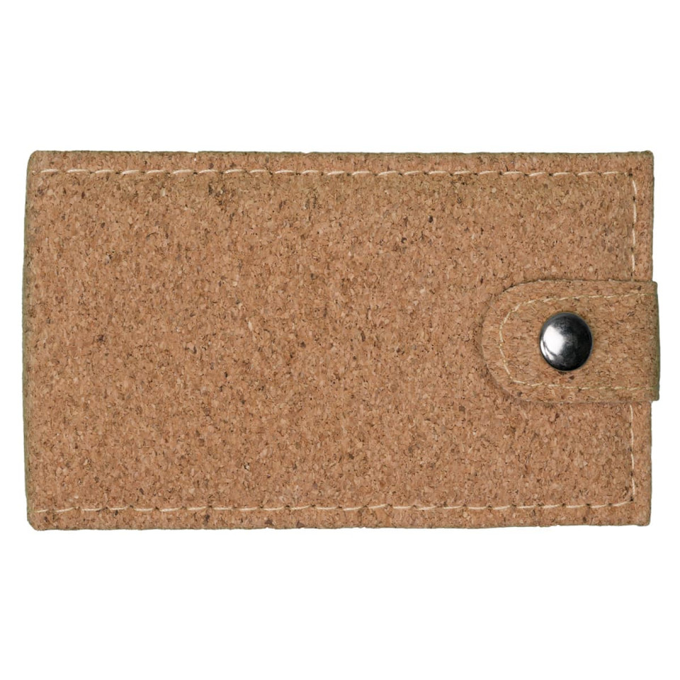 A cork manicure set with a natural brown cork case featuring a snap closure.