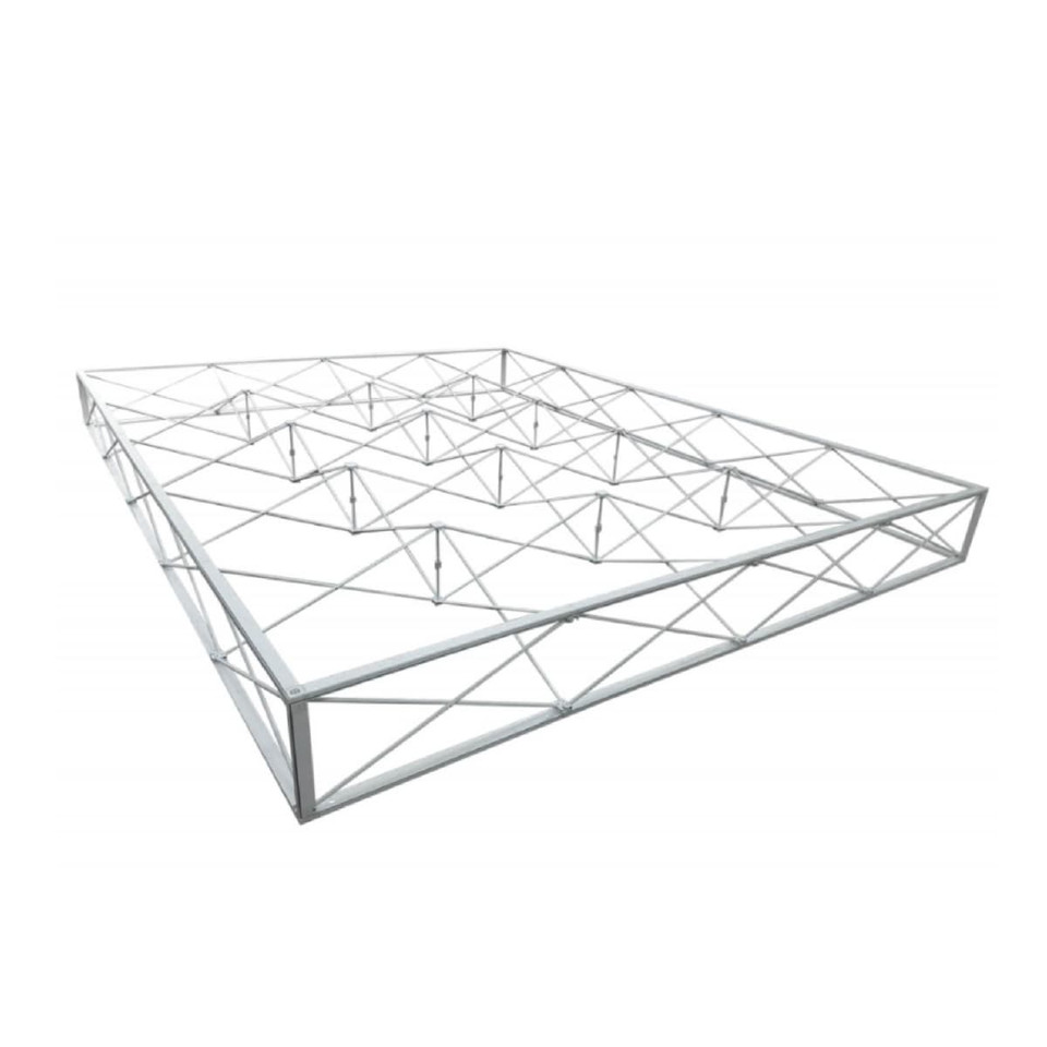 A white curved display wall frame with a geometric design, suitable for exhibitions and events.