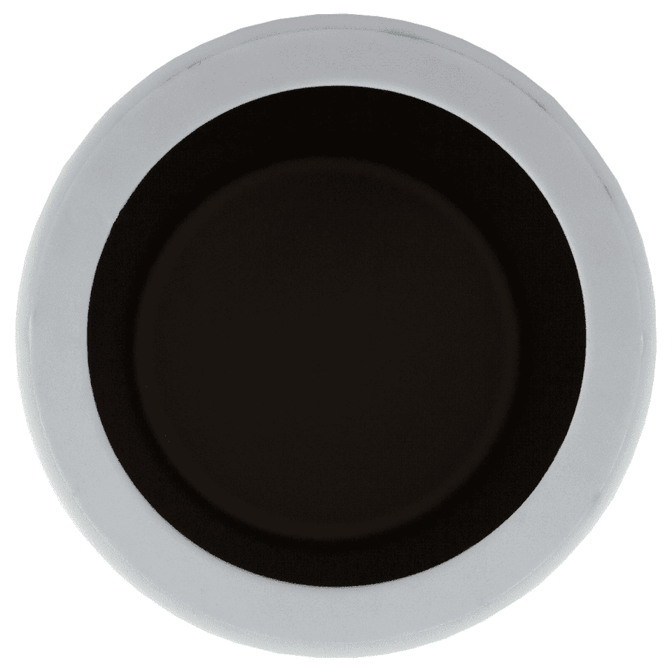 A drink bottle holder in black with a white rim. Features a logo on the surface.