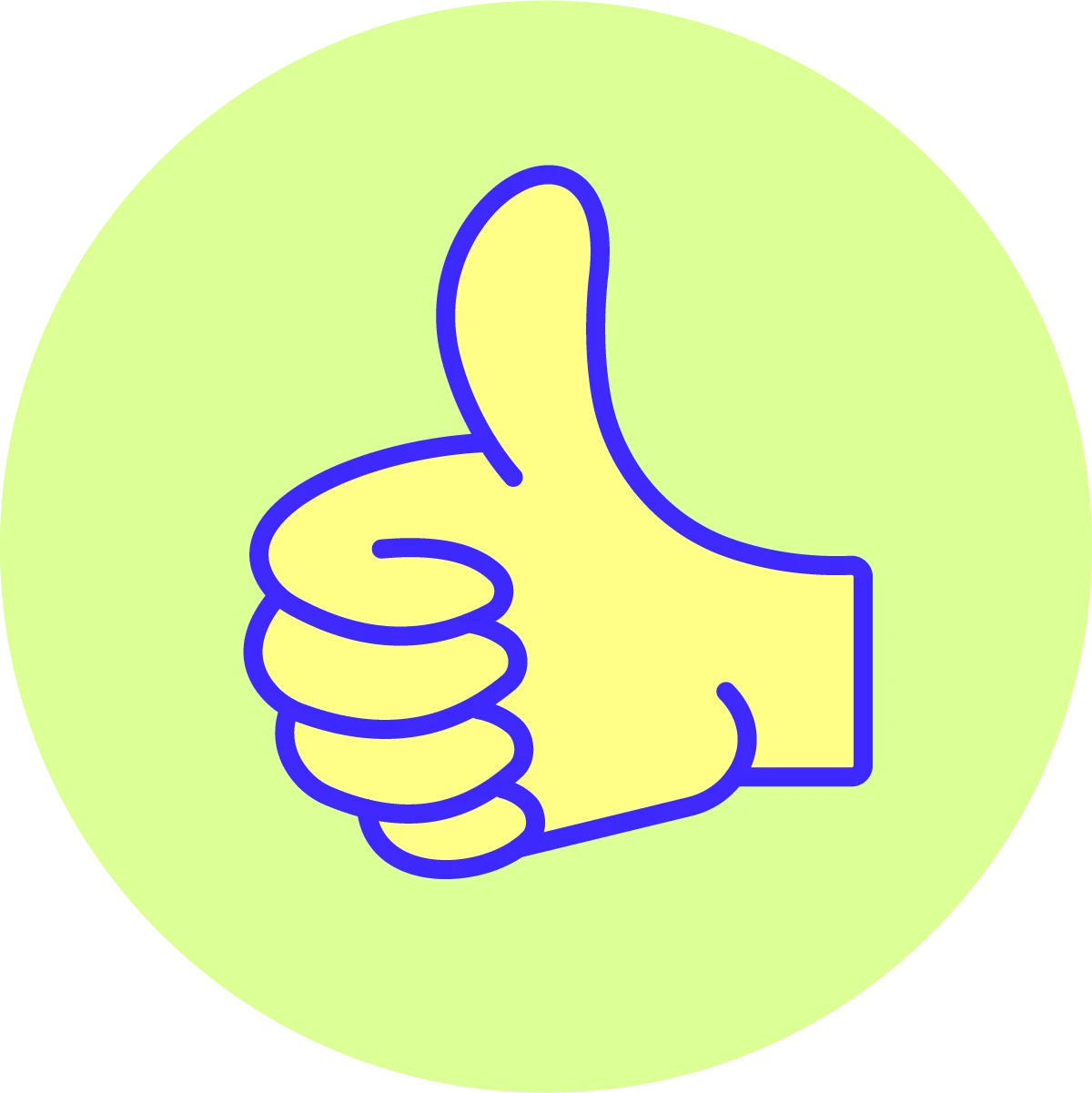 Yellow thumbs up icon on a green background