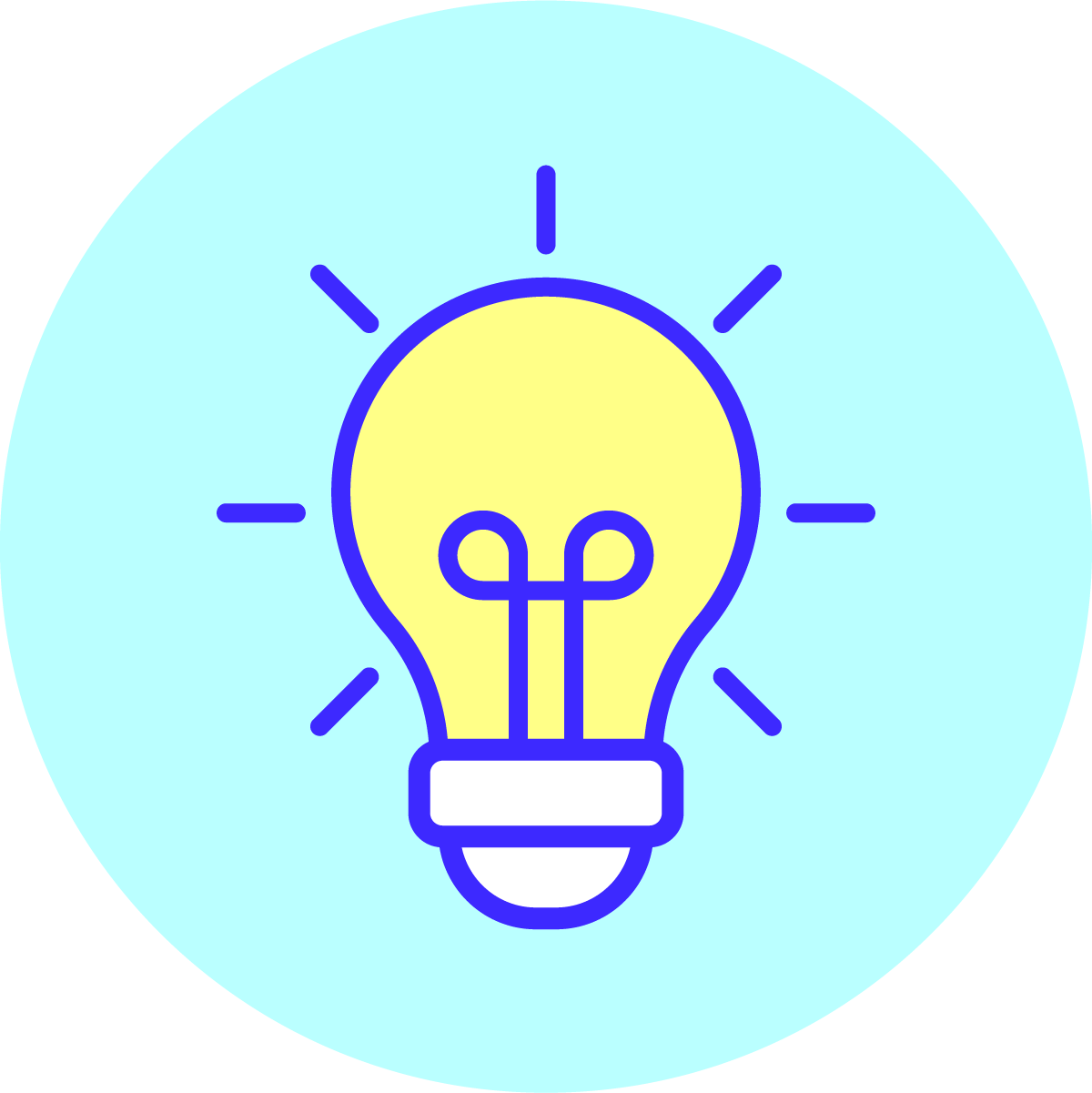 Yellow lightbulb icon on a blue background