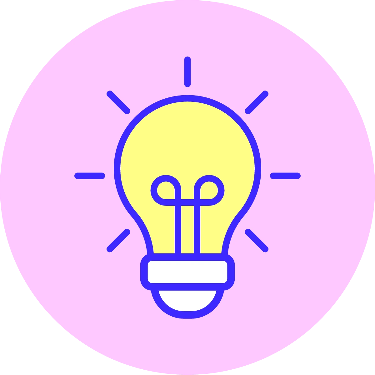 Yellow lightbulb icon on a pink background