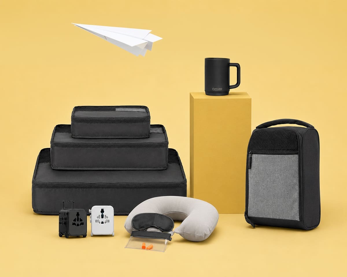 A collection of travel essential items