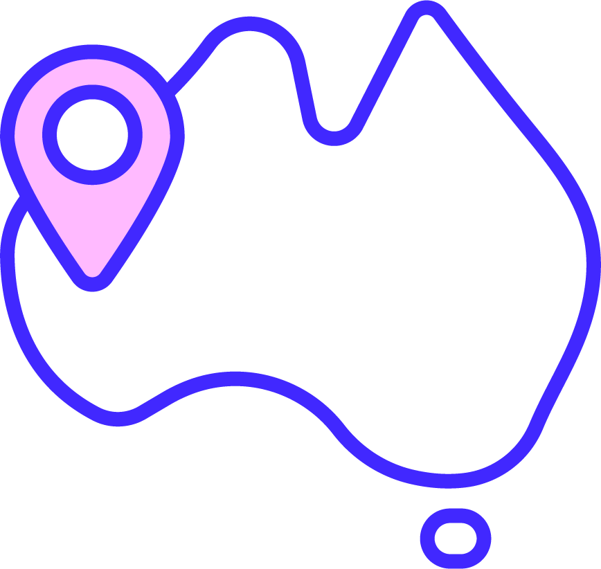 Australian map with location pin icon