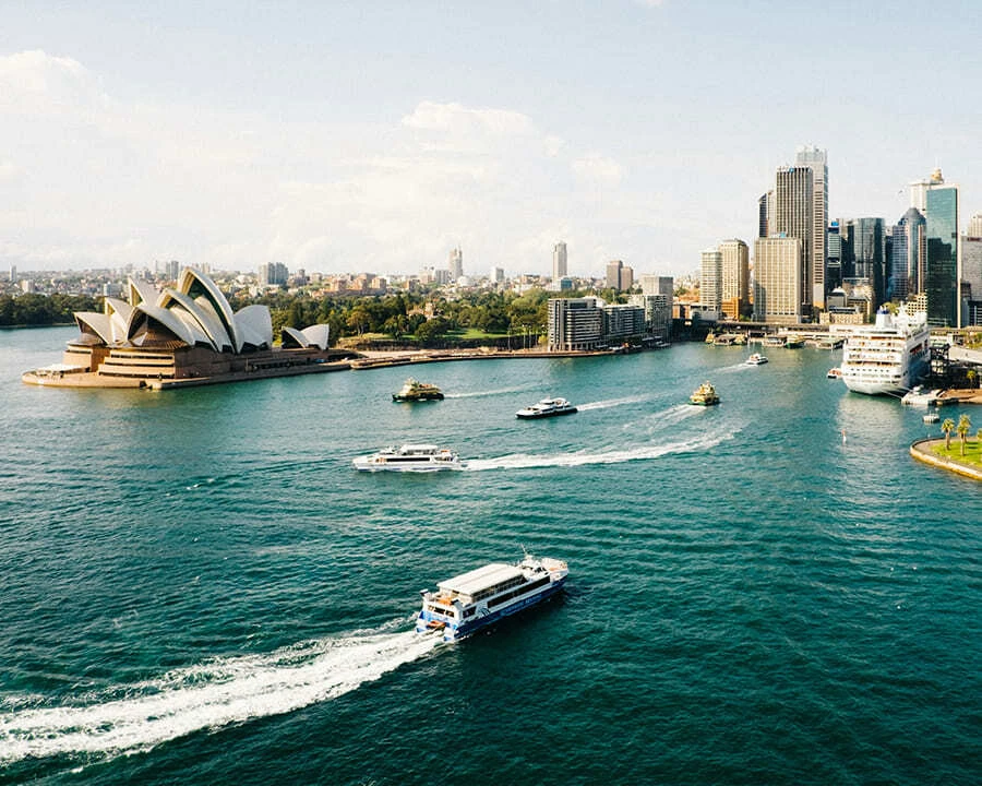 Aerial view of Sydney harbour, New South Wales