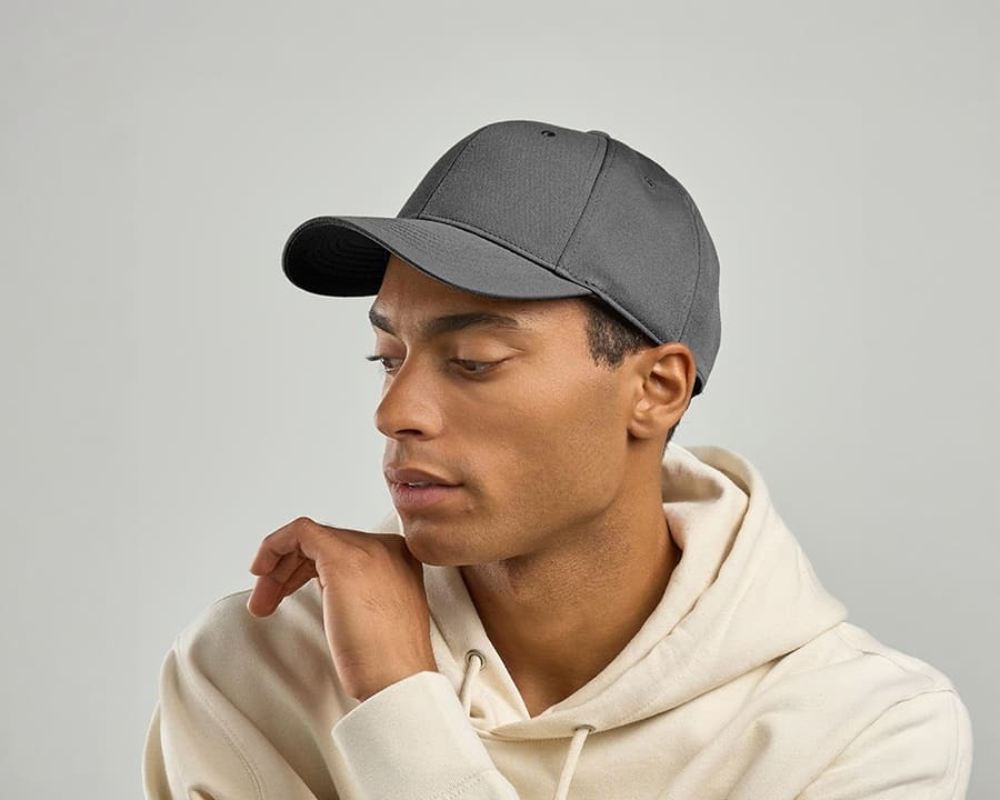 A man wearing a recycled Atlantis joshua cap