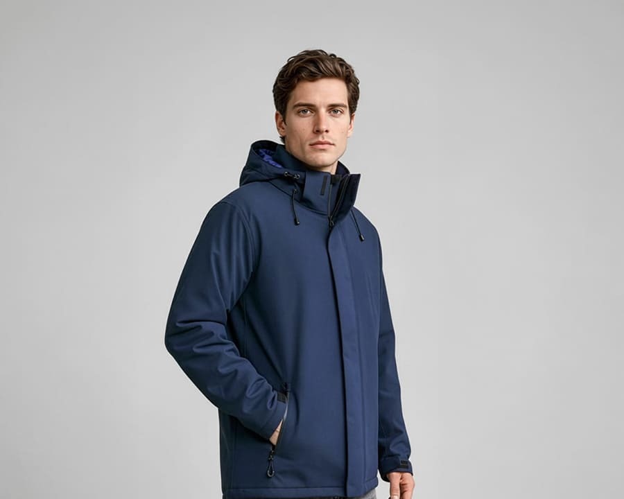 A man wearing a navy blue Biz Collection eclipse jacket
