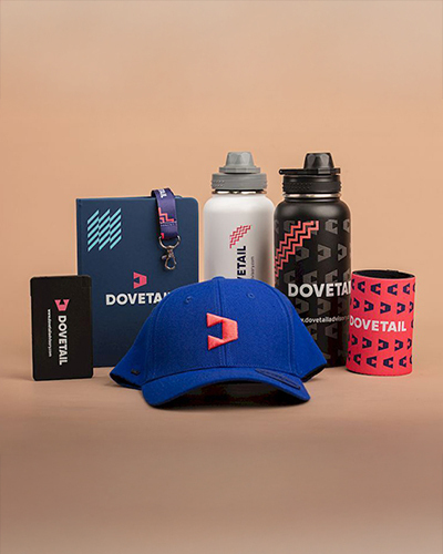 Onboarding pack products branded for Dovetail.