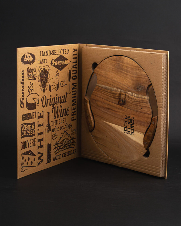 Custom cheese-board frame standing