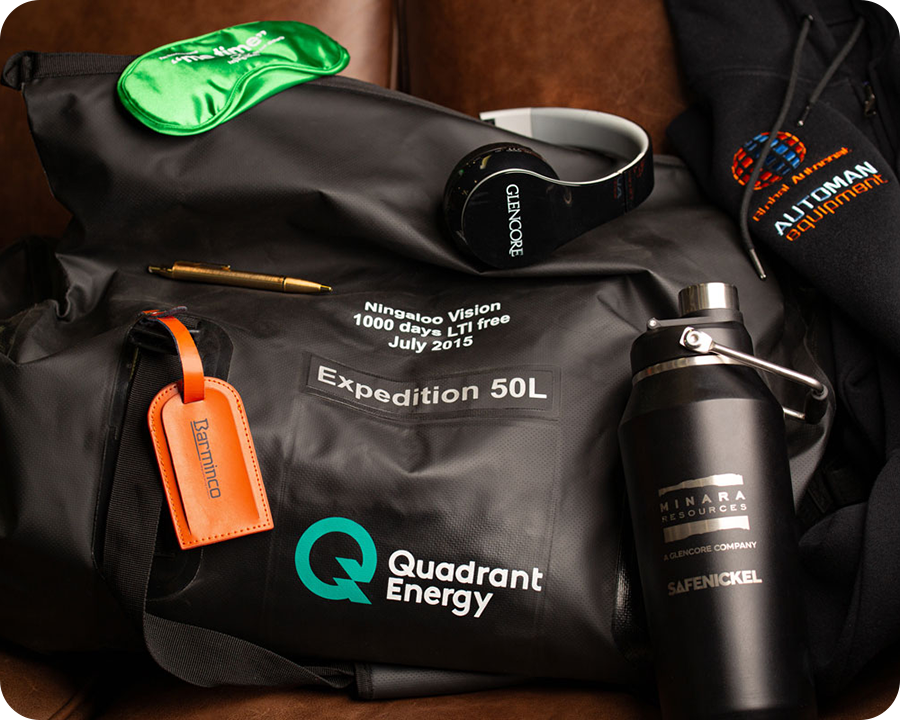 Black travel bag and accessories
