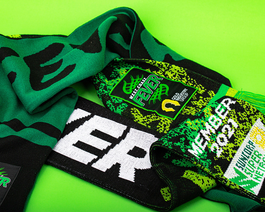 Close-up of a custom scarf