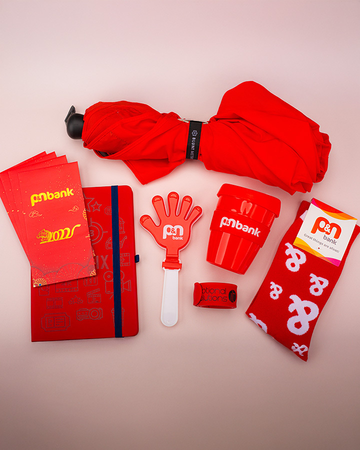 A collection of p&n branded merchandise