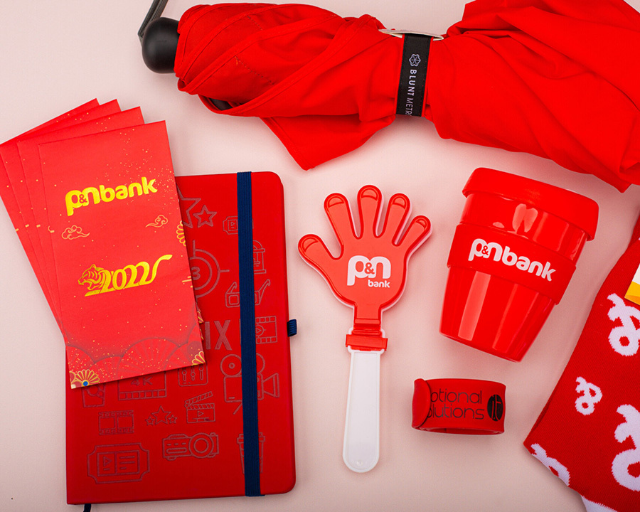 A collection of p&n branded merchandise