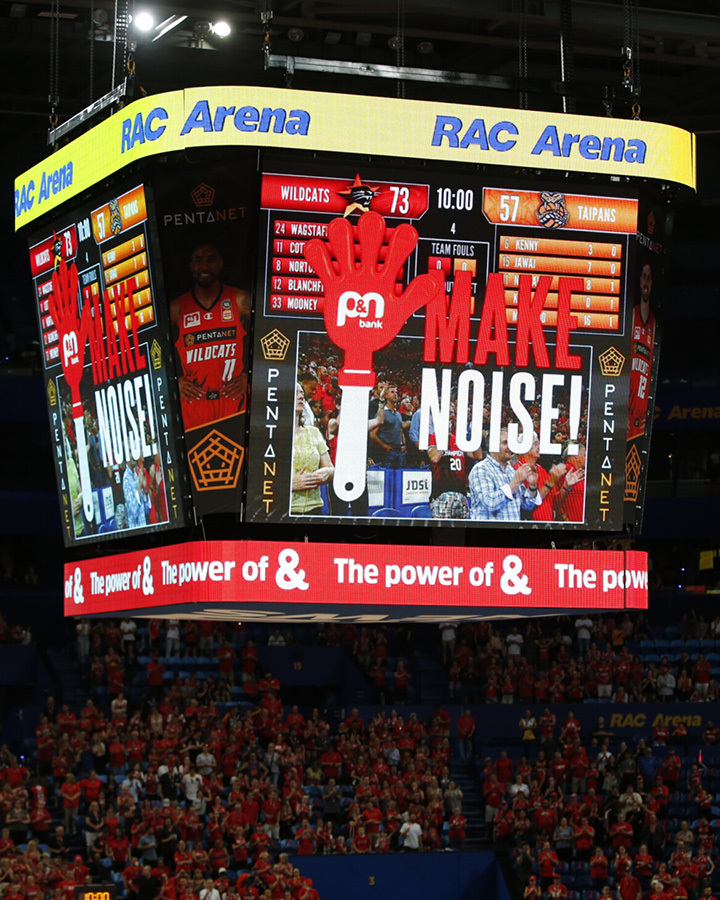 Rac arena jumbotron with p&n branding
