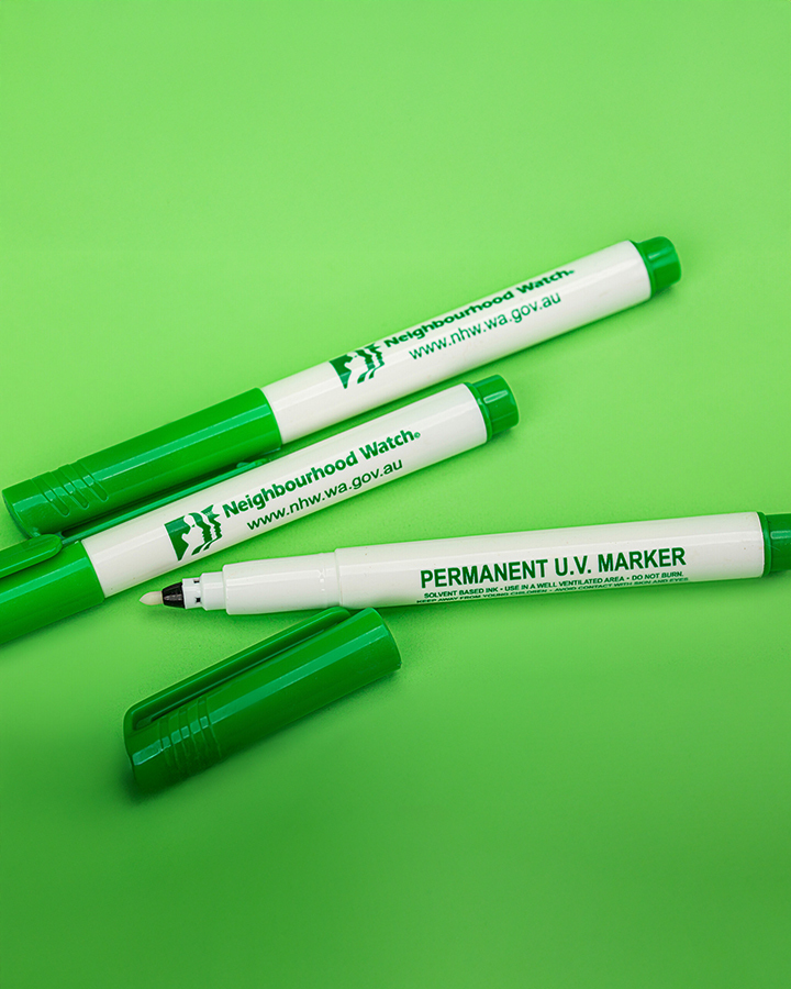 Permanent uv markers for neighbourhood watch