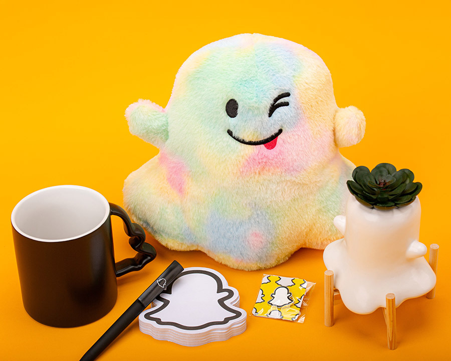 A collection of branded merchandise designed for Snapchat