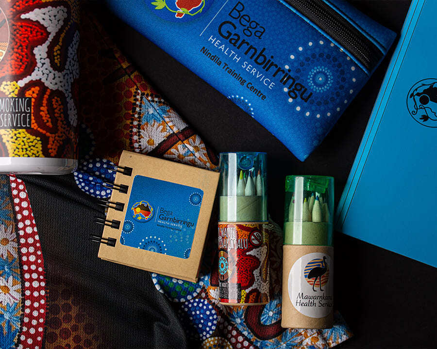 A close-up of Bega Garnbirringu branded merchandise