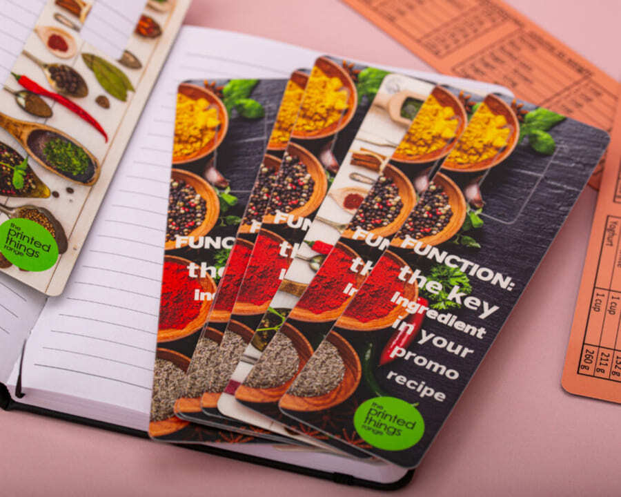 Close-up of recipe cards
