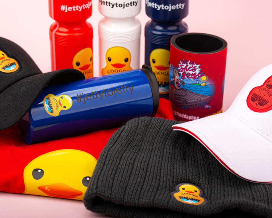 A collection of Jetty to Jetty branded merchandise