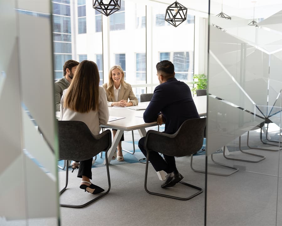 Group of office workers having a meeting