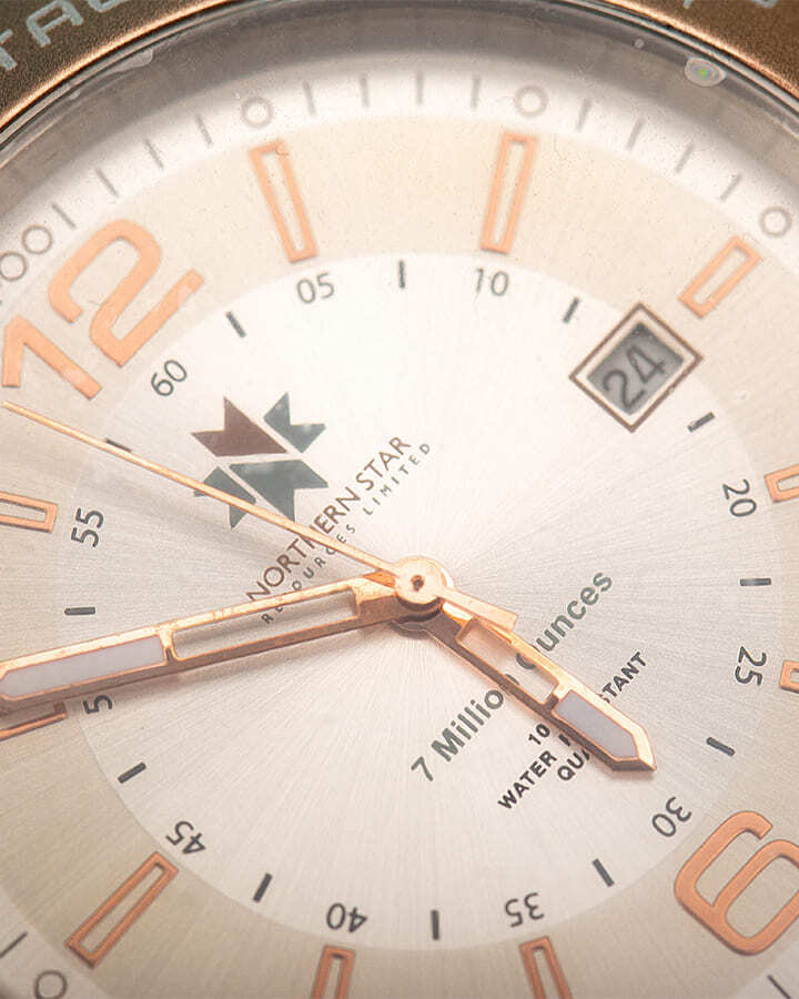 Close-up of Perenti branded wrist watch