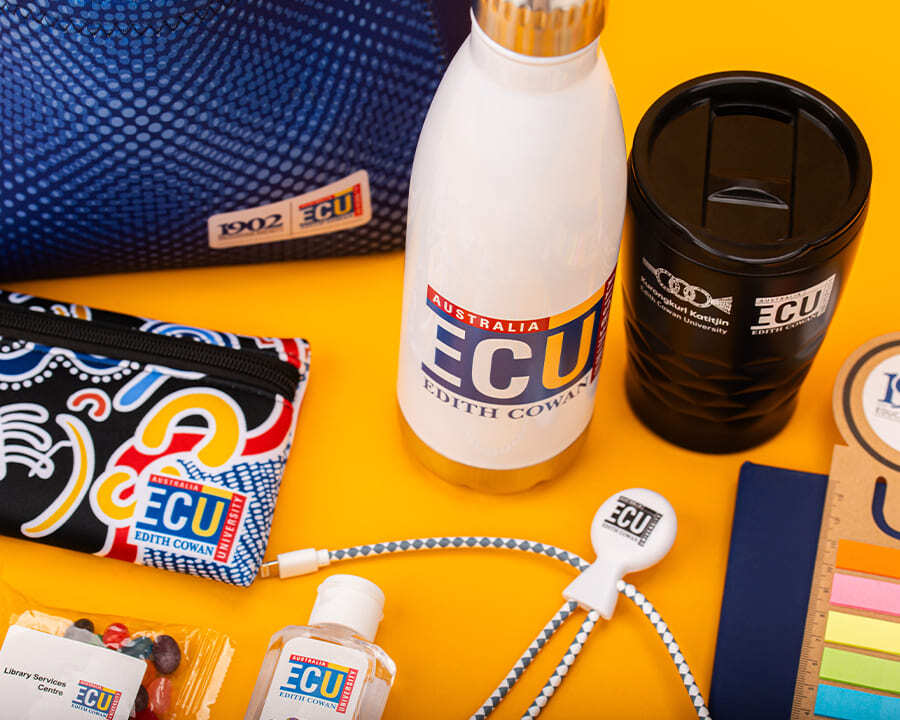 A colelction of ECU branded merchandise