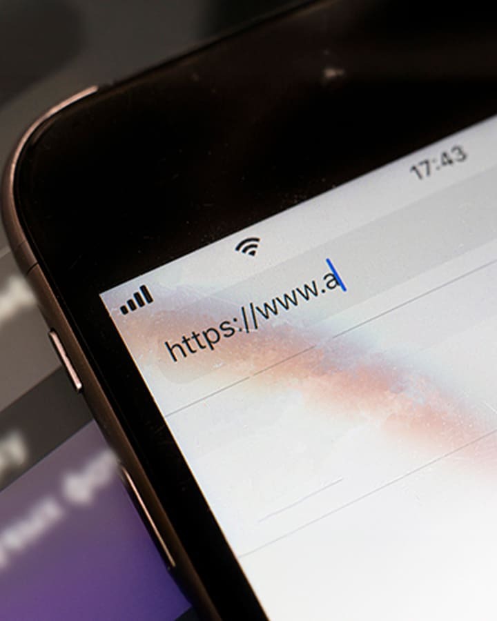Close-up of a url being typed into a search bar