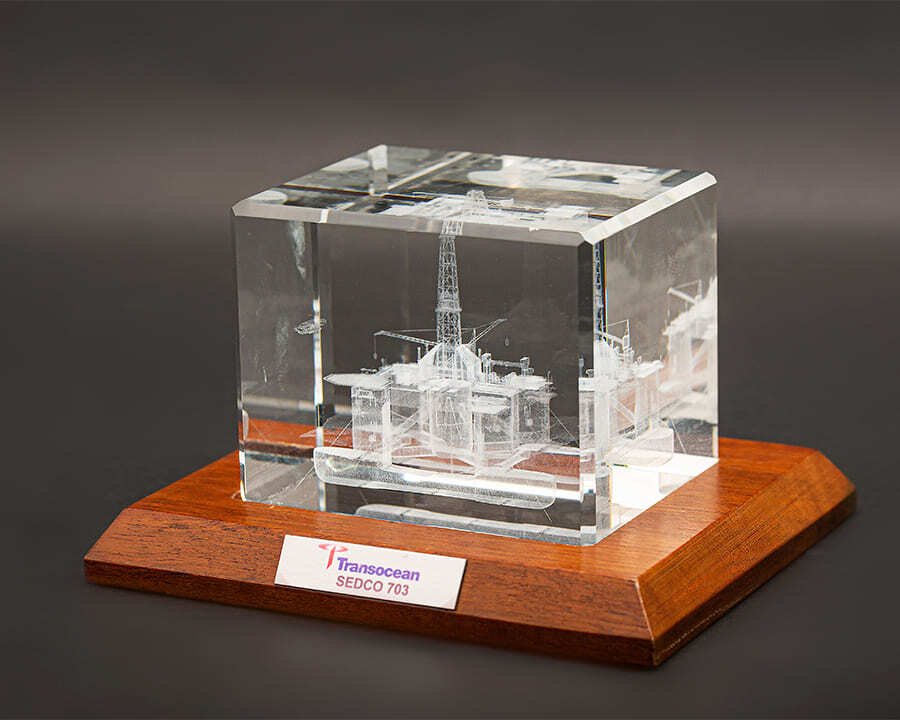 Front view of an award designed for Transocean