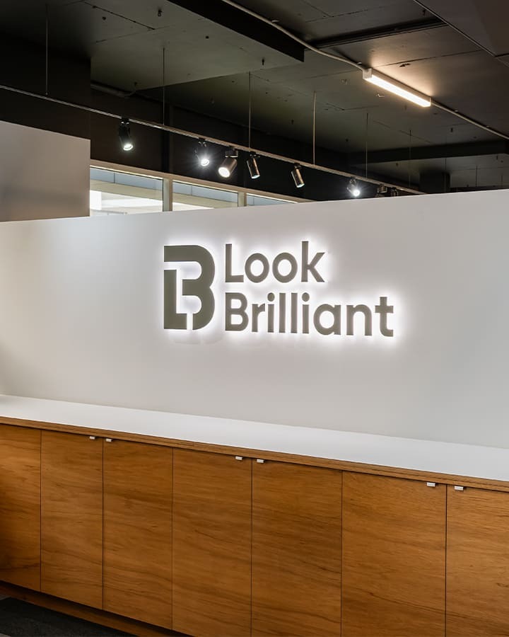 A Look Brilliant light-up reception sign