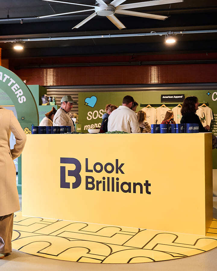 A Look Brilliant branded reception desk for an event