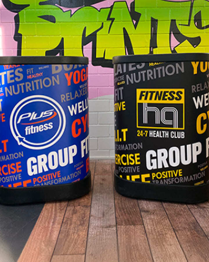 Two branded event display stands