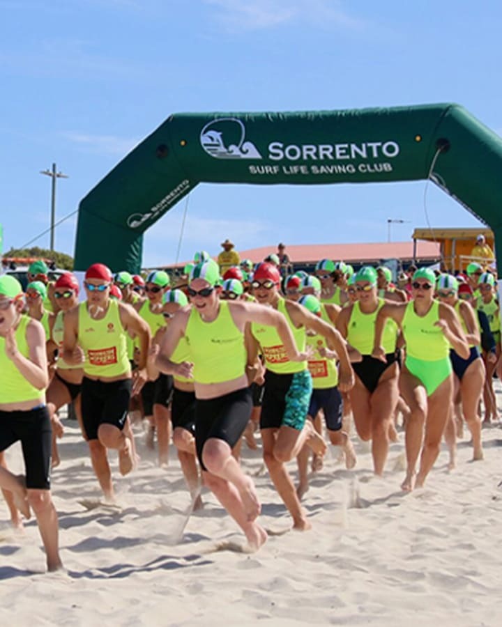 A branded arch for Sorrento Surf Life Saving Club