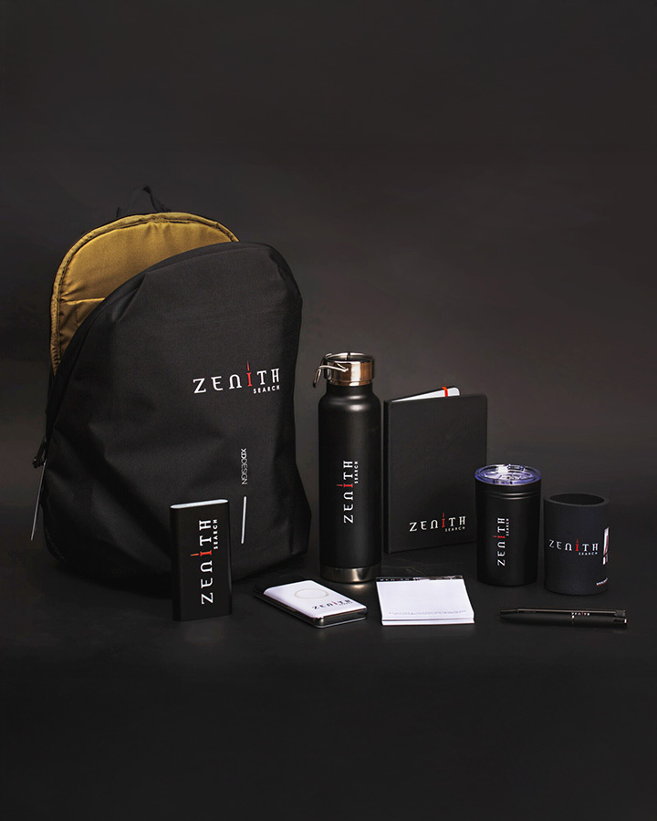 A collection of zenith branded merchandise